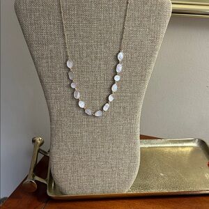 Ann Taylor Gold Chain Necklace with Opalescent White Stones.